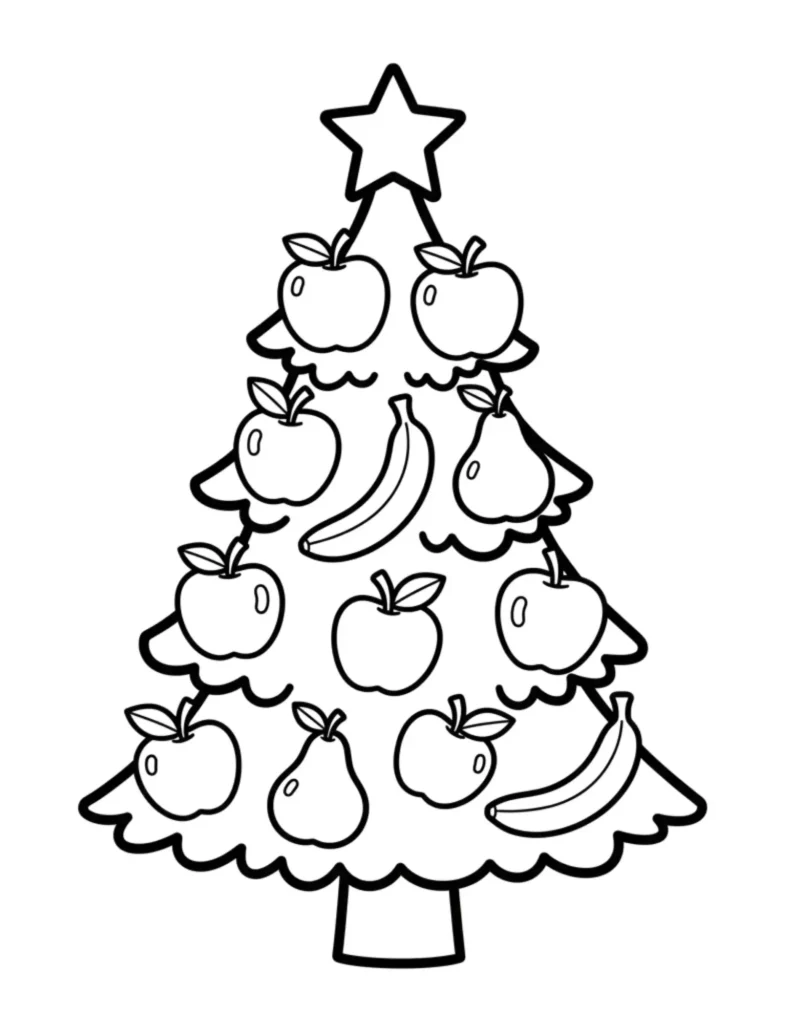 Christmas Tree with Fruit Ornaments
