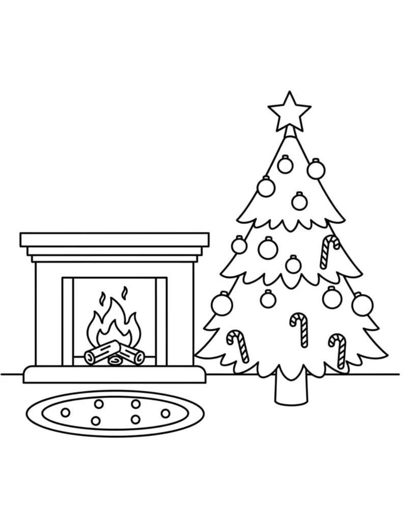 Cozy Fireplace and Christmas Tree
