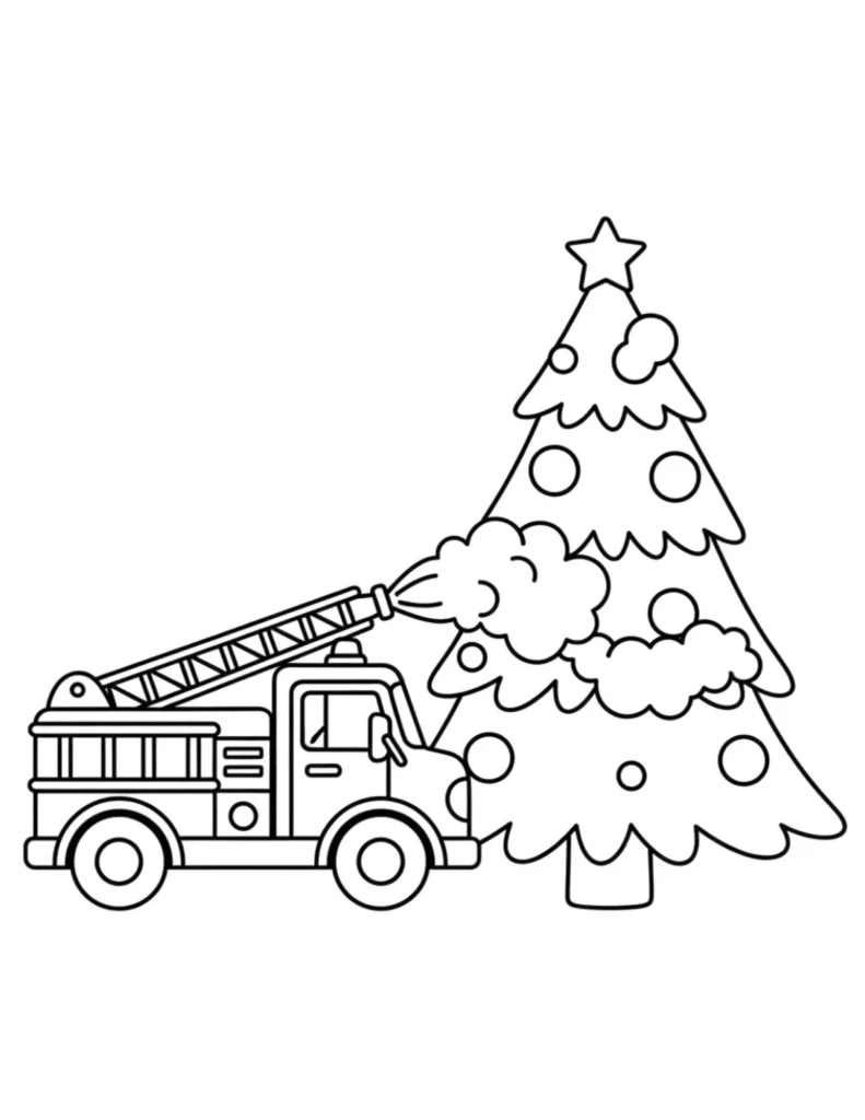 Firetruck Washing Christmas Tree