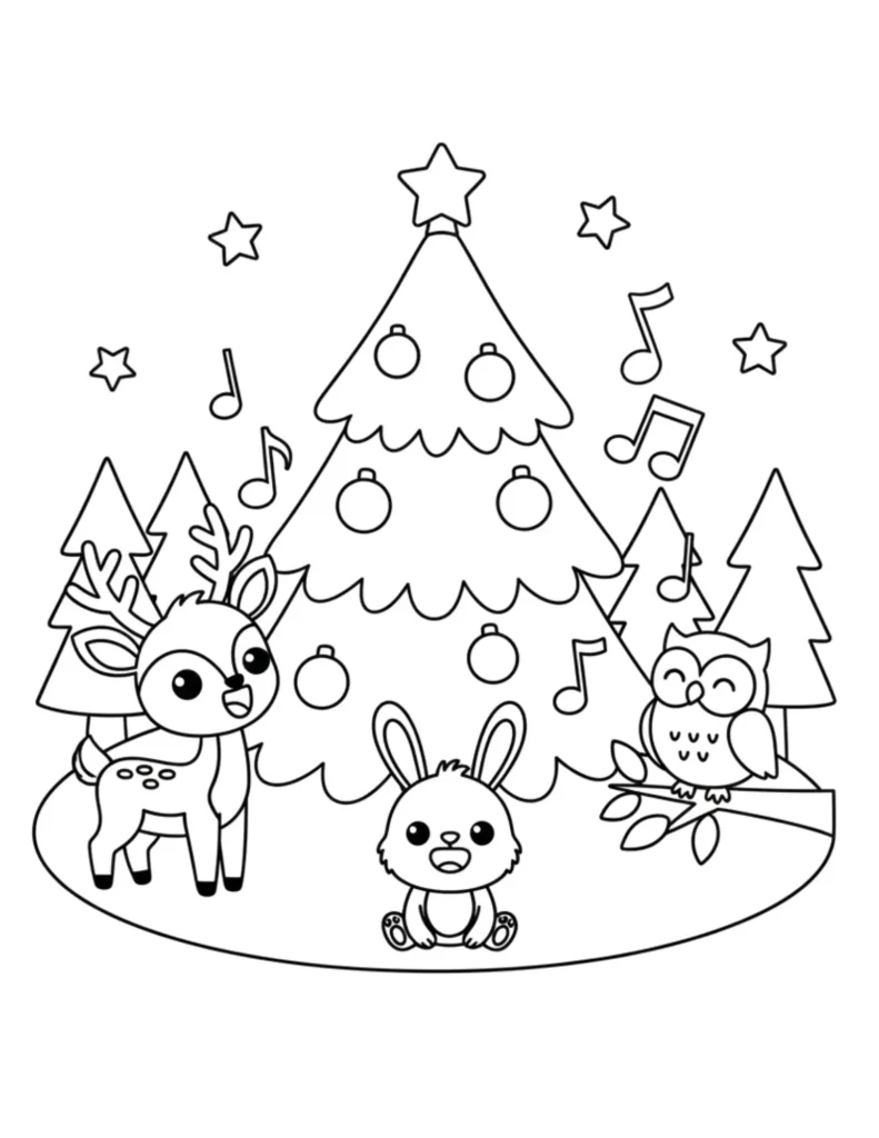 Forest Animals and Christmas Tree