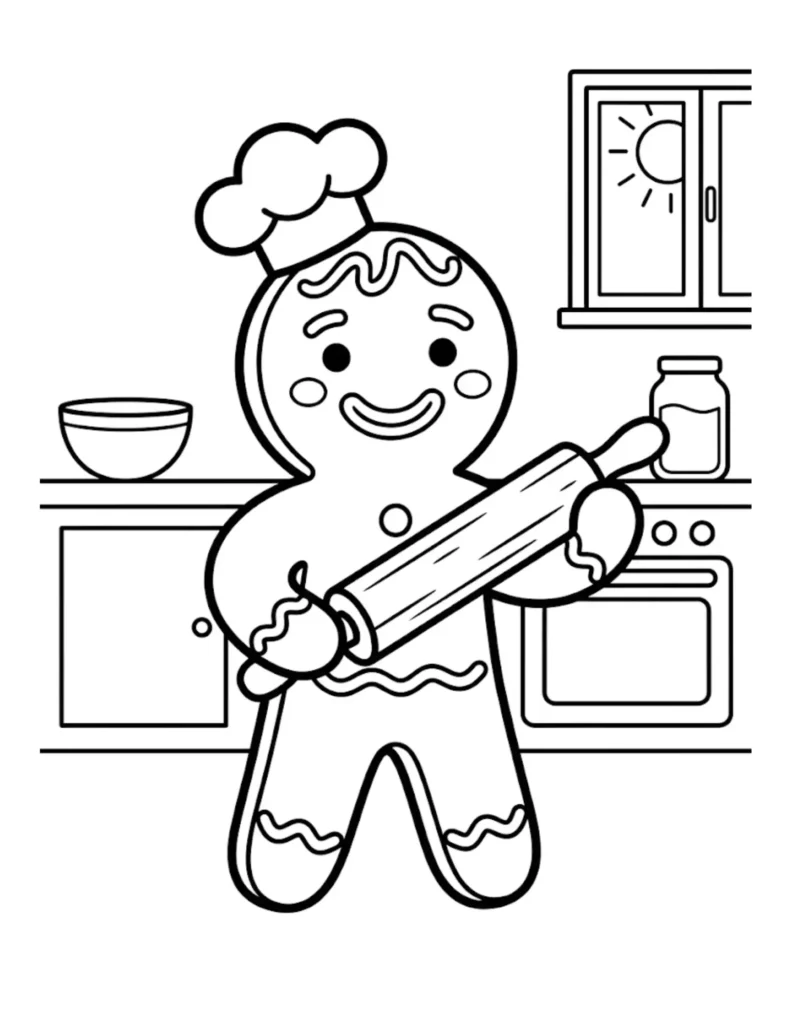 Gingerbread Man Baking in Kitchen