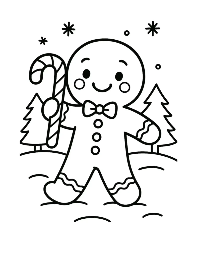 Gingerbread Man Holding Candy Cane