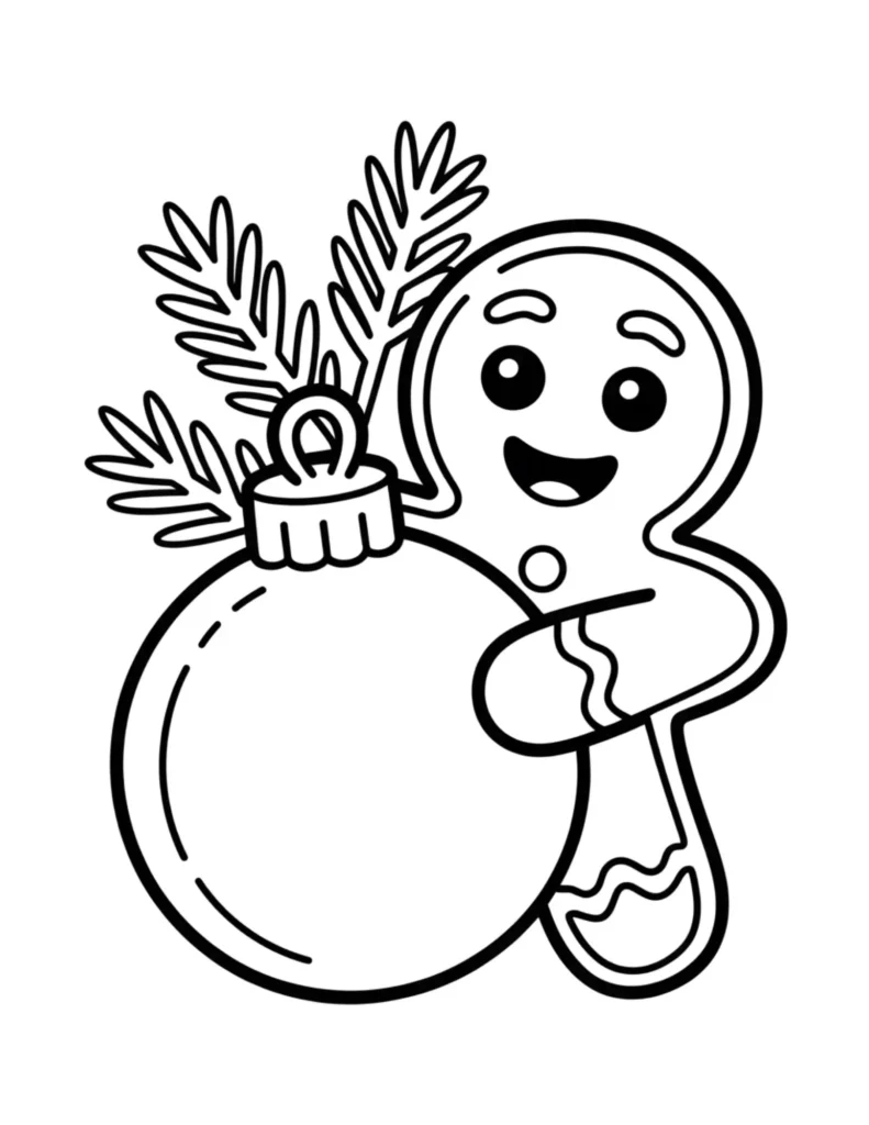 Gingerbread Man Holding Christmas Ornament