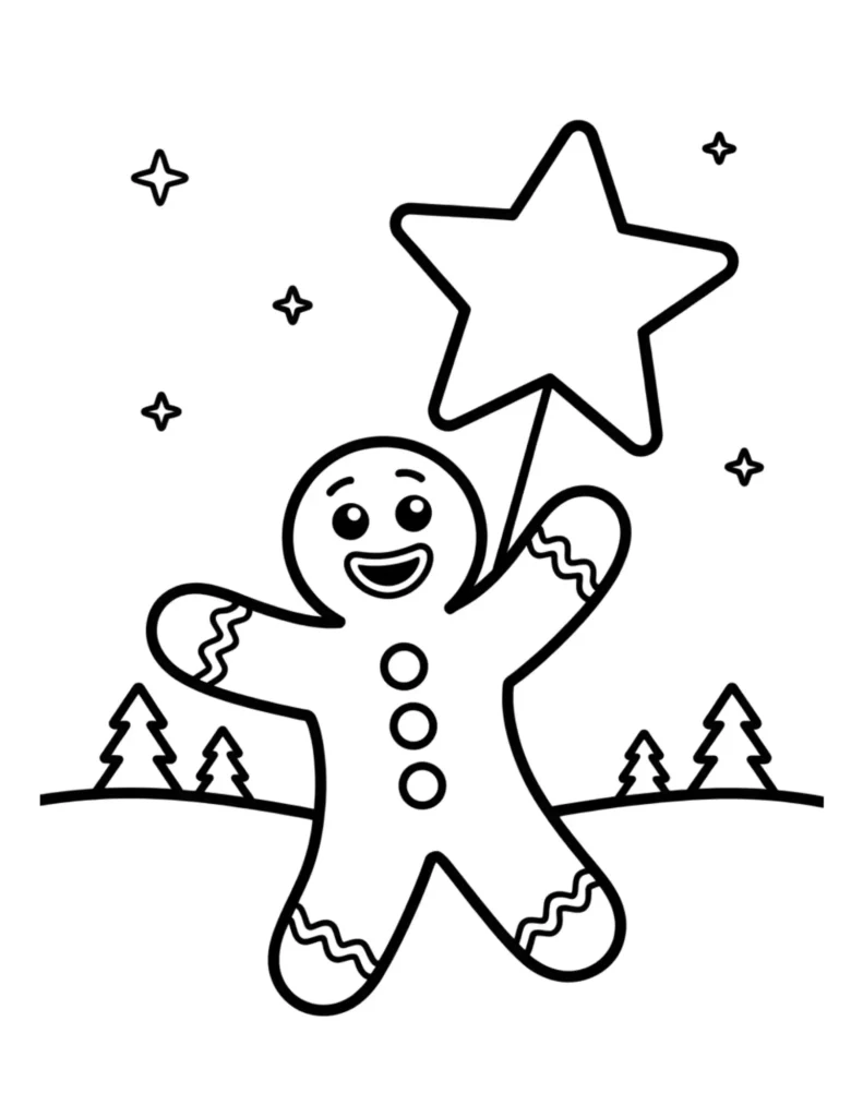 Gingerbread Man Holding a Big Star