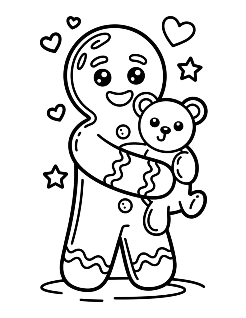 Gingerbread Man Hugging Teddy Bear