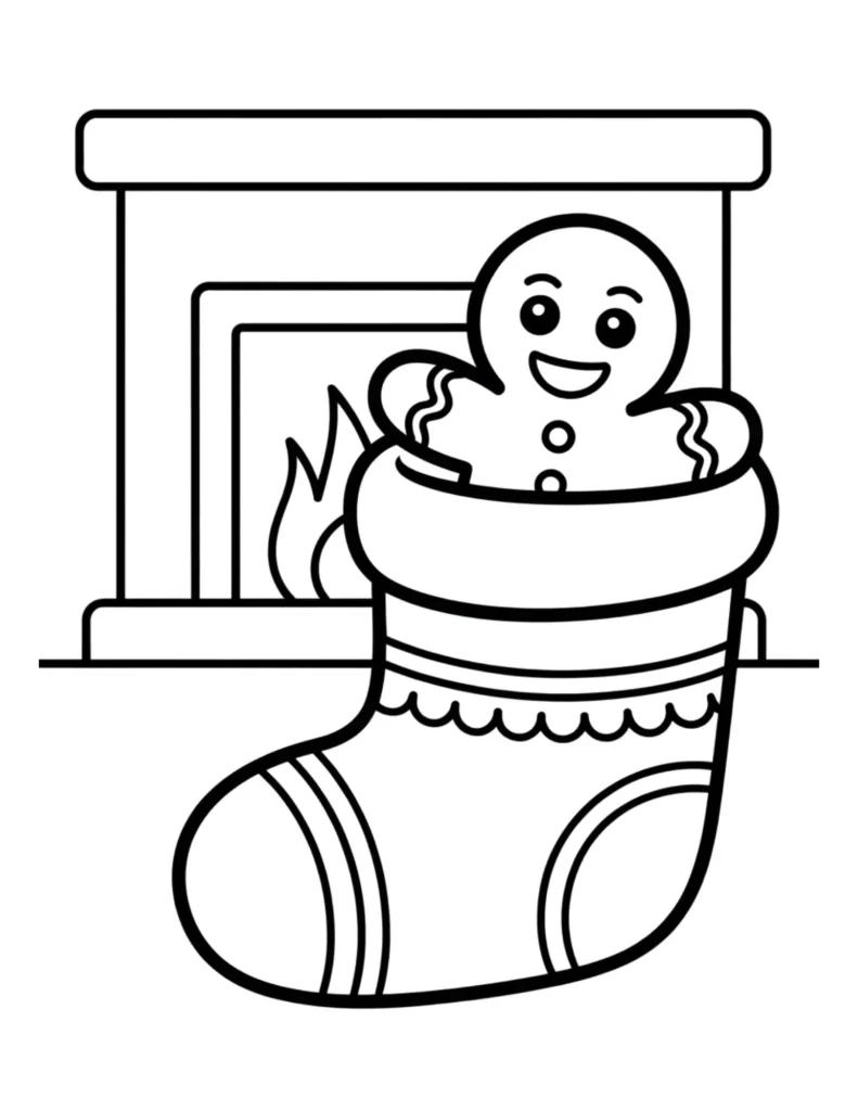 Gingerbread Man Inside Christmas Stocking