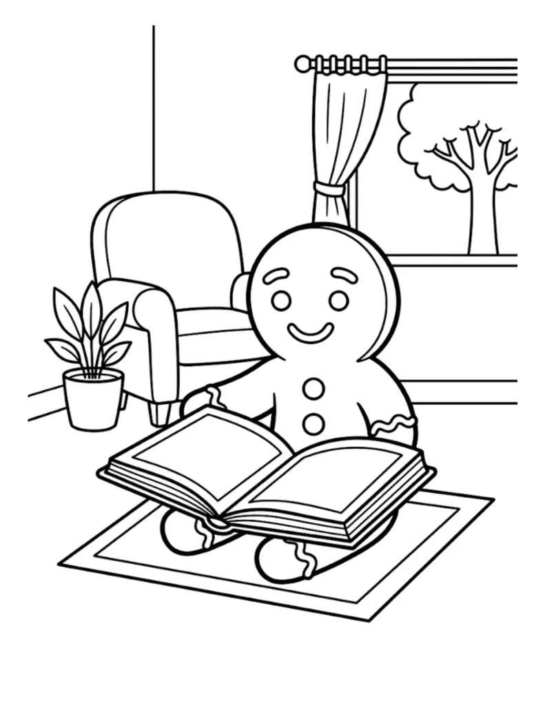 Gingerbread Man Reading a Book