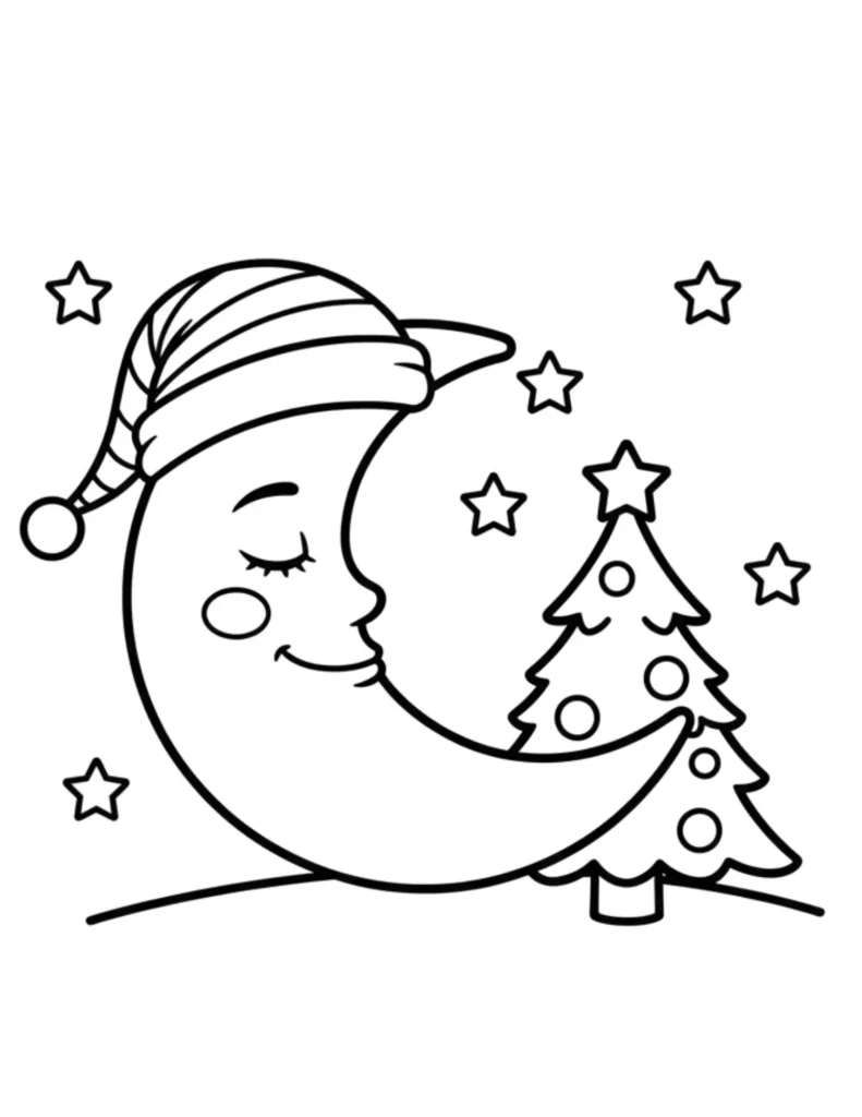 Sleeping Moon and Christmas Tree