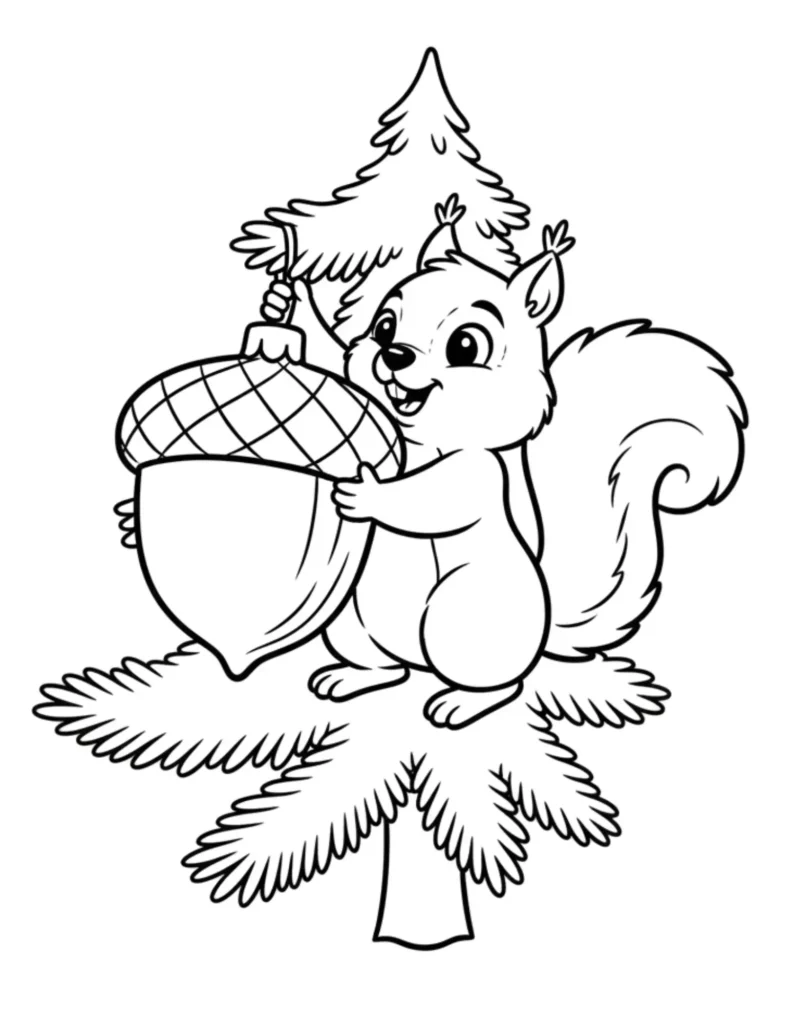 Squirrel Decorating Christmas Tree