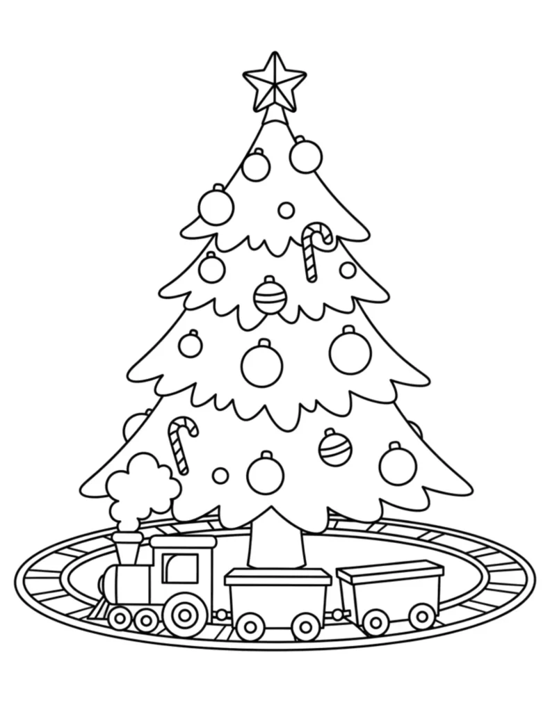 Toy Train Around Christmas Tree
