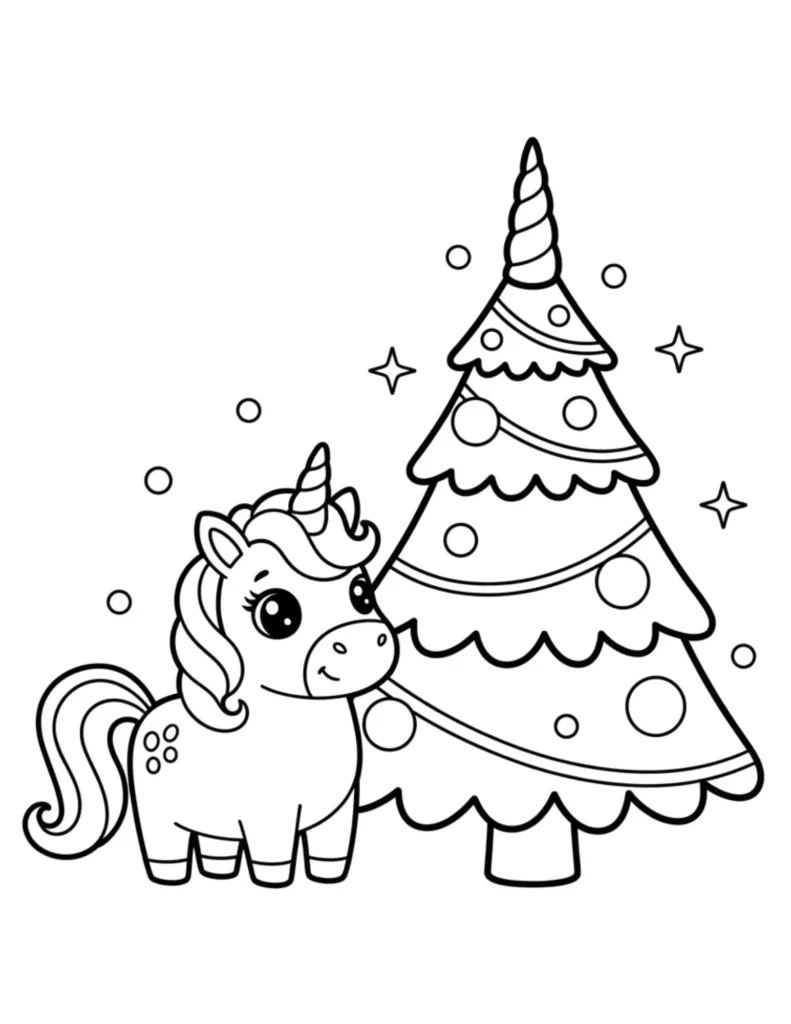 Unicorn and Christmas Tree