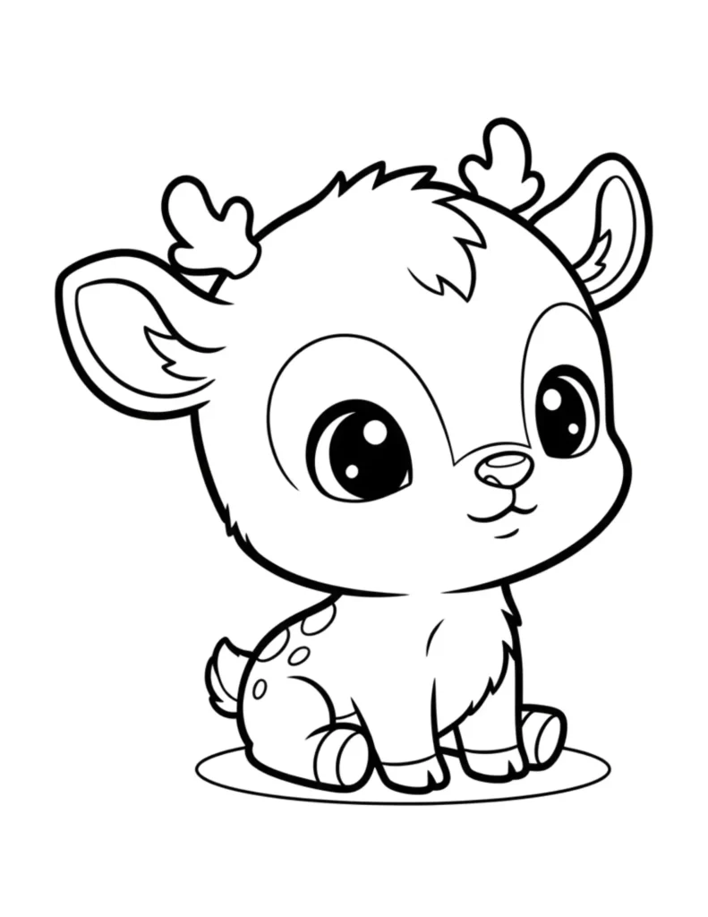 Baby Reindeer Sitting Coloring Page