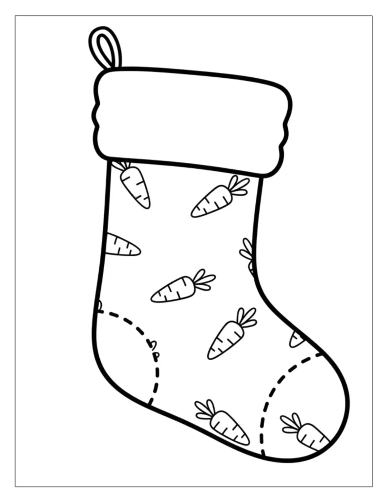 24 Christmas Stocking Coloring Pages (Free Printable PDF) 16 Carrot Stocking to Color