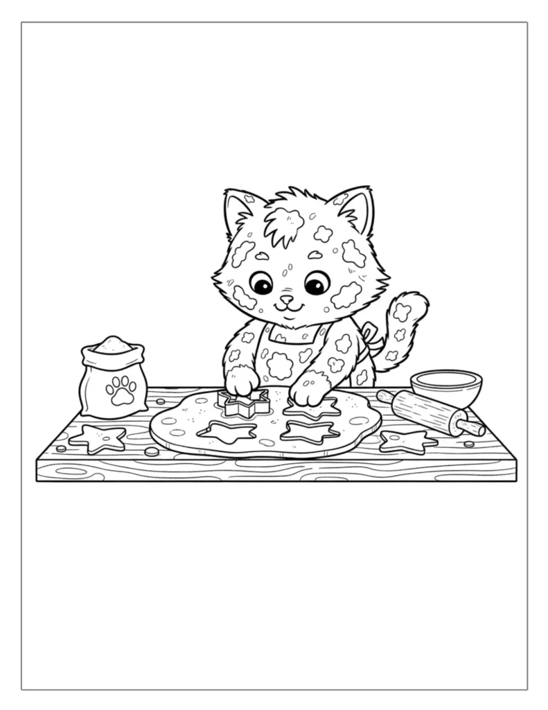 Cat Baking Christmas Cookies