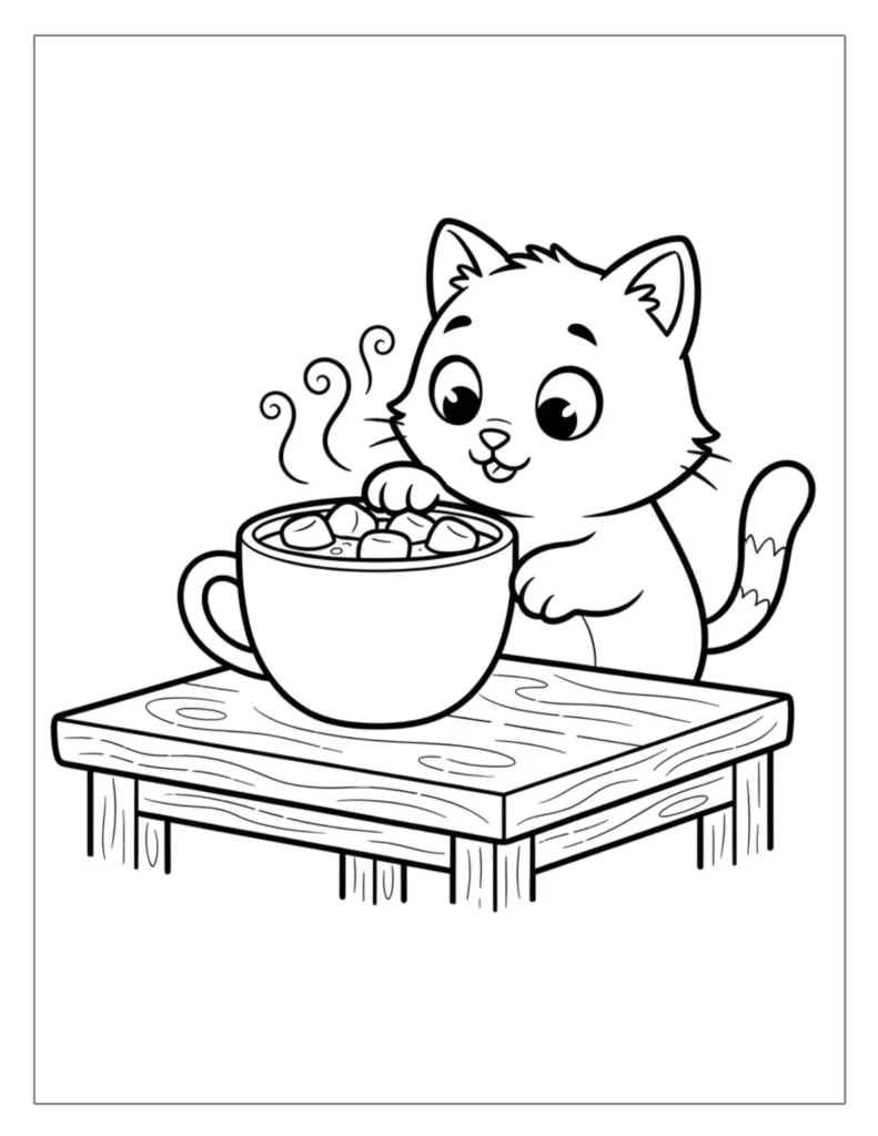 Cat Enjoying a Warm Mug