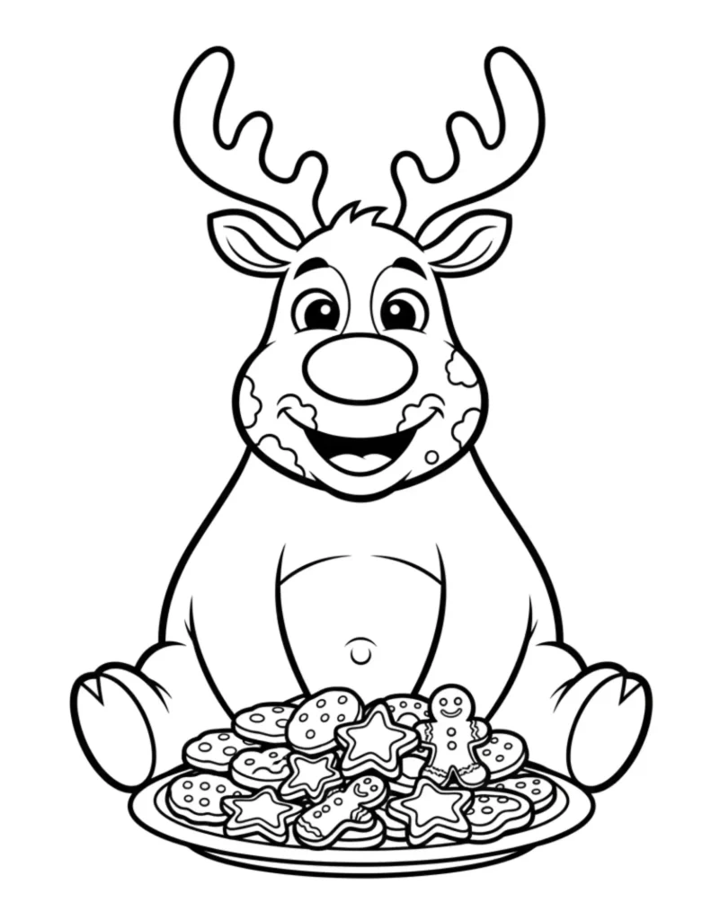 Christmas Reindeer Eating Cookies