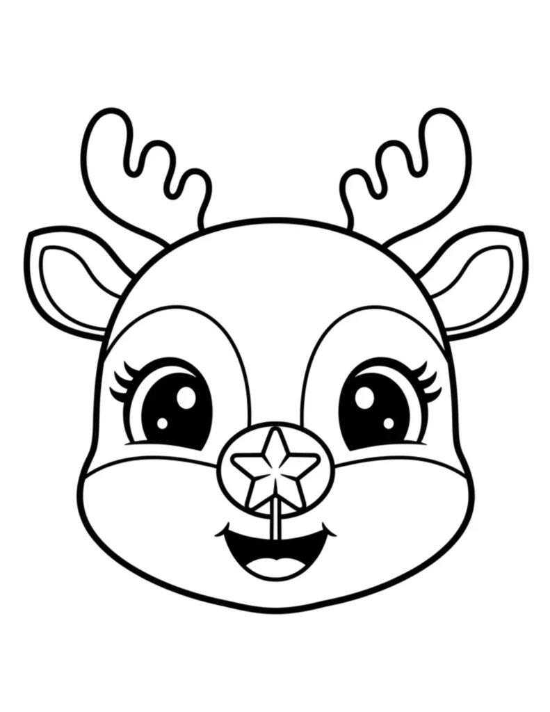 Christmas Reindeer Face With Star Nose