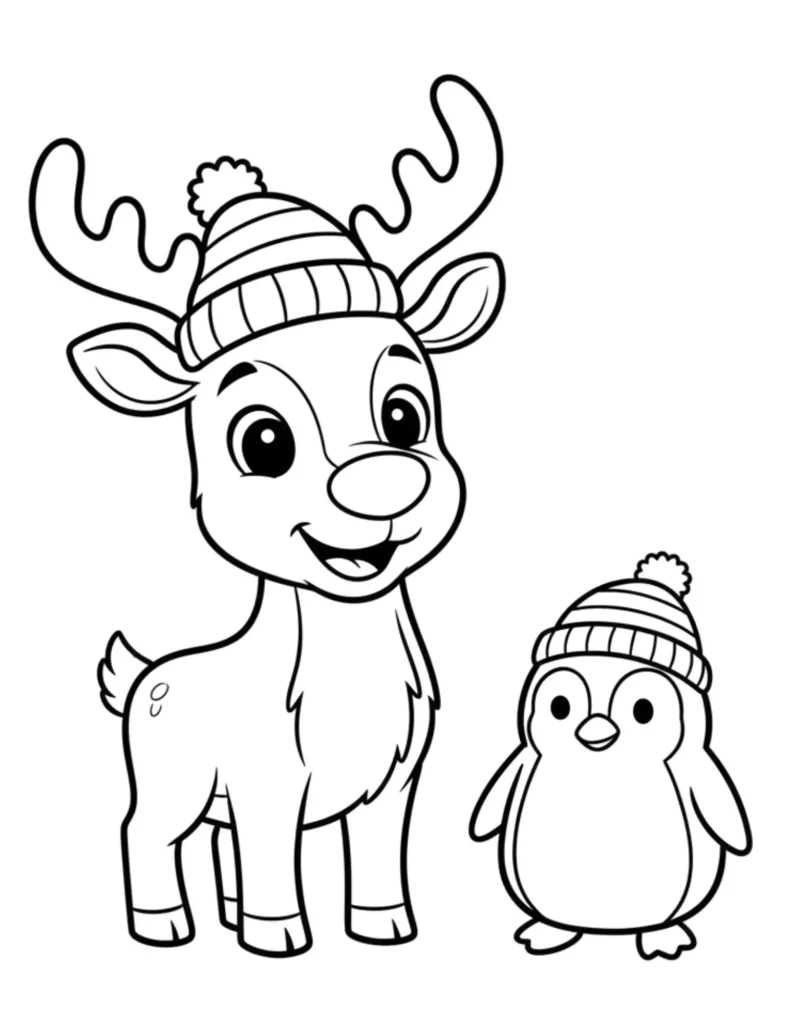 Christmas Reindeer and Penguin Friends