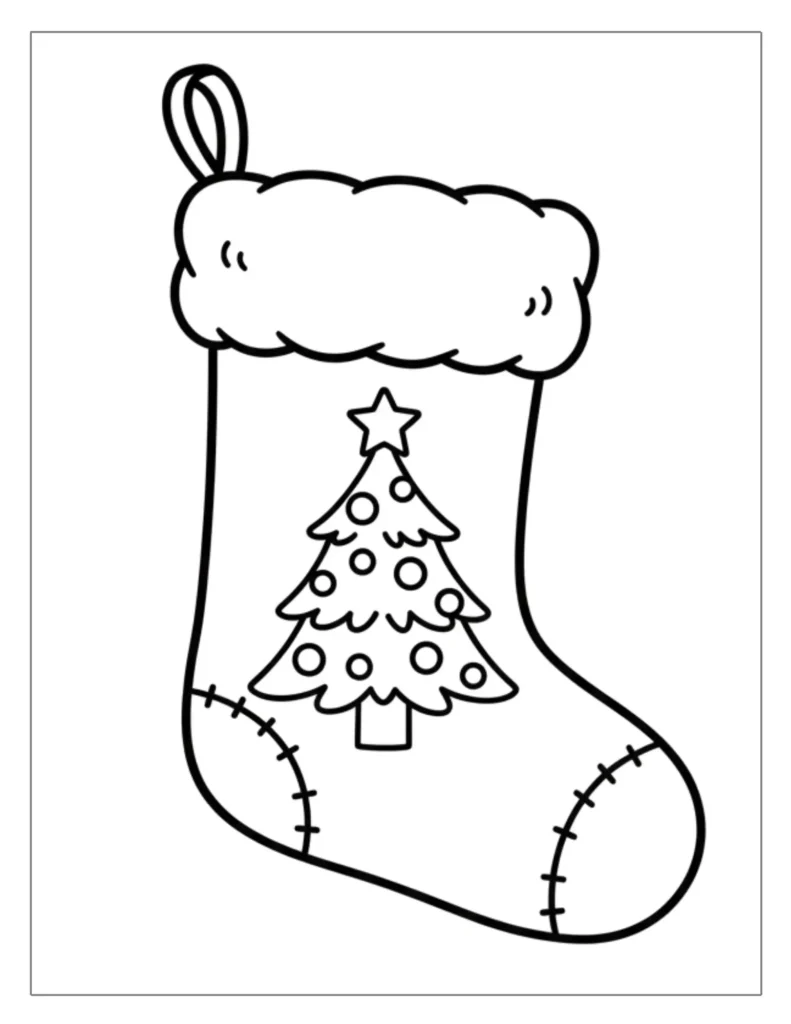 24 Christmas Stocking Coloring Pages (Free Printable PDF) 18 Christmas Tree Stocking to Color
