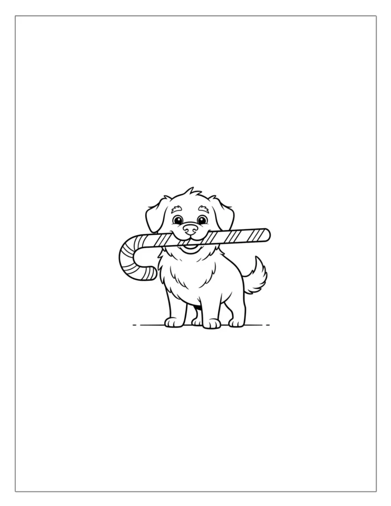 21 Christmas Dog Coloring Pages (Free Printable PDF) 20 Cute Dog with Candy Cane