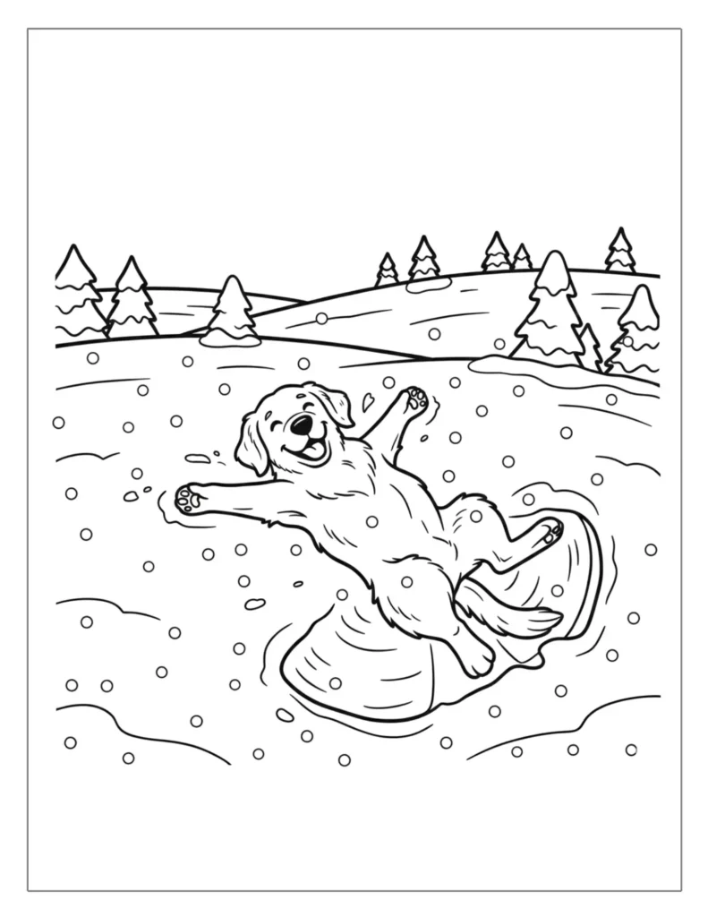 21 Christmas Dog Coloring Pages (Free Printable PDF) 9 Dog Making Snow Angel
