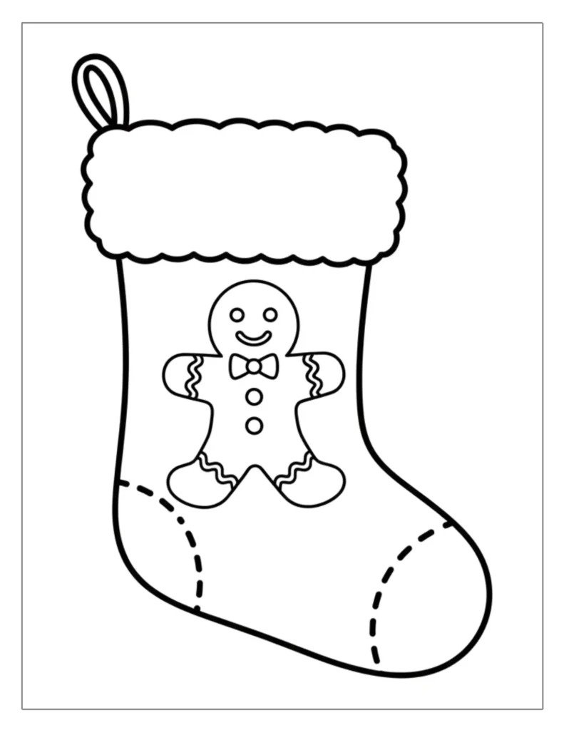 24 Christmas Stocking Coloring Pages (Free Printable PDF) 21 Gingerbread Man Stocking to Color