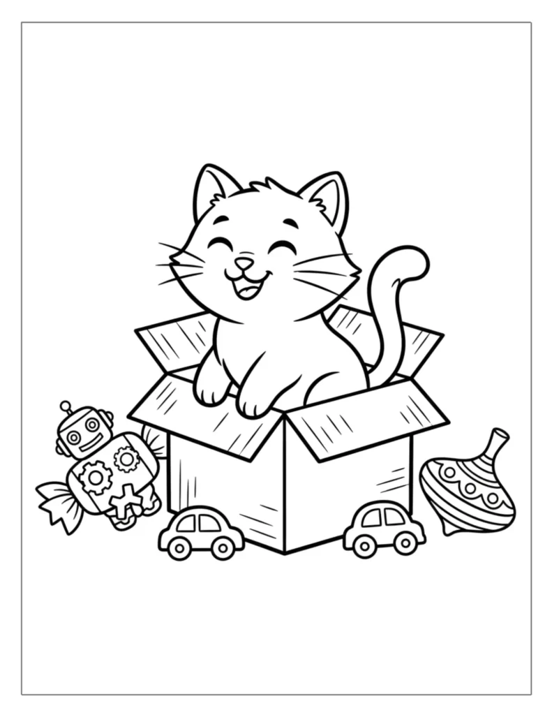 Happy Cat in a Gift Box