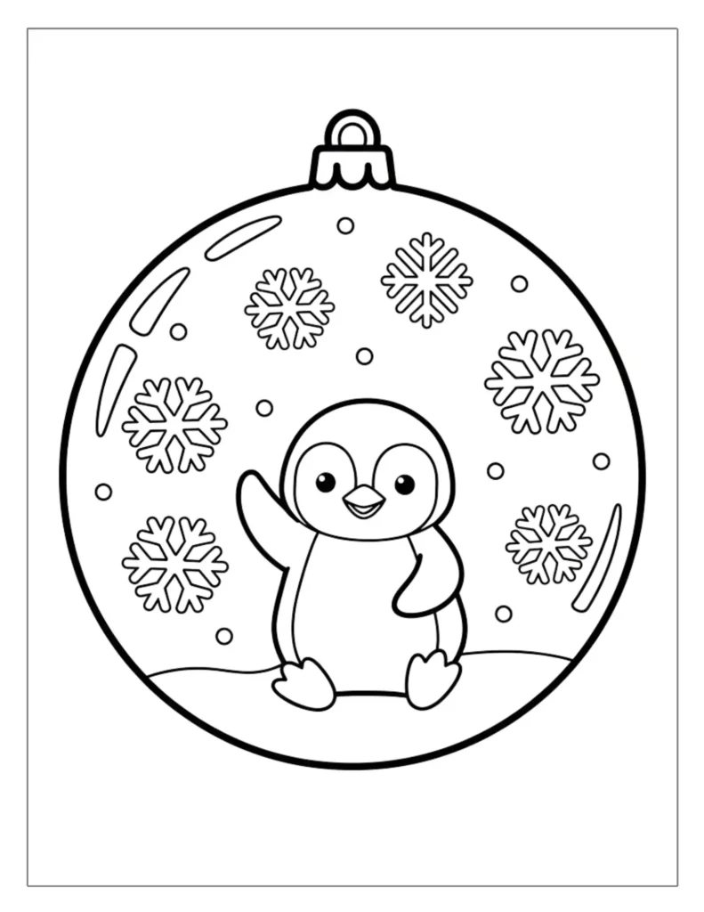 Penguin Inside Snowflake Ornament