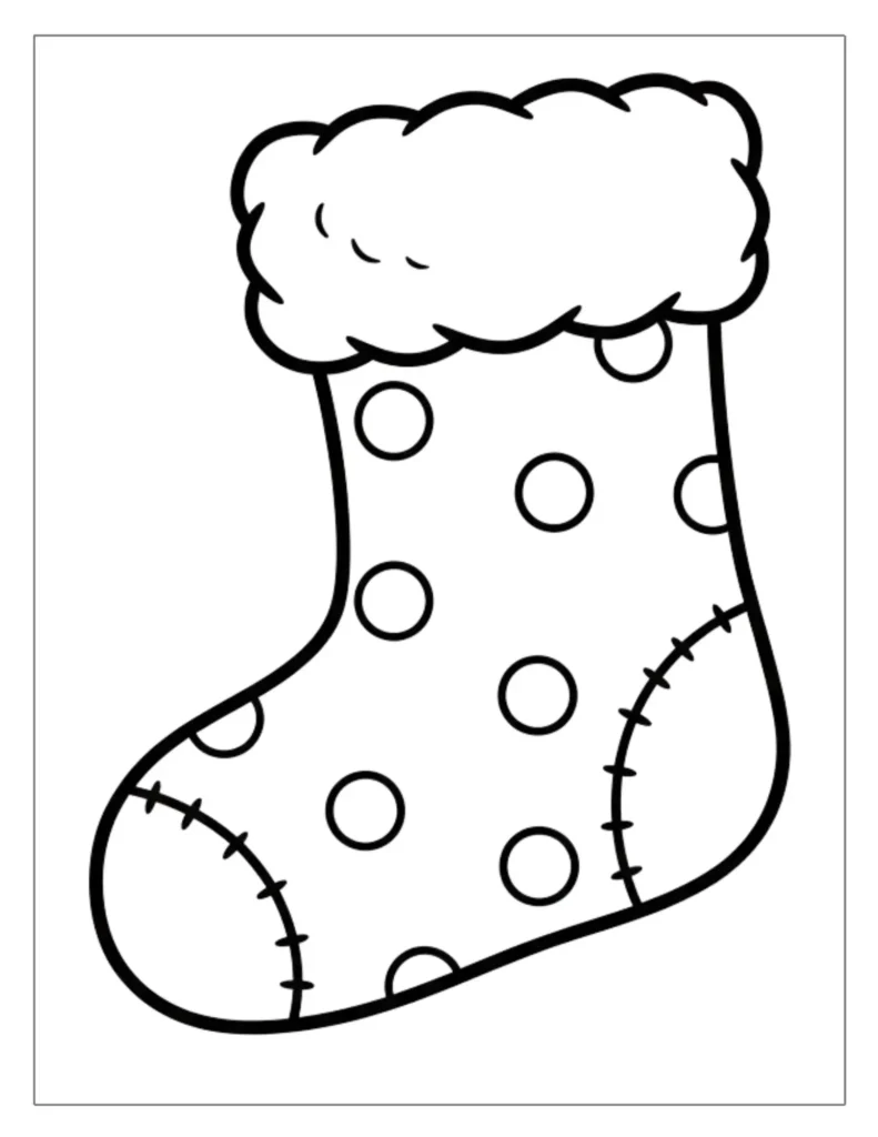 24 Christmas Stocking Coloring Pages (Free Printable PDF) 2 Polka Dot Stocking Coloring Page
