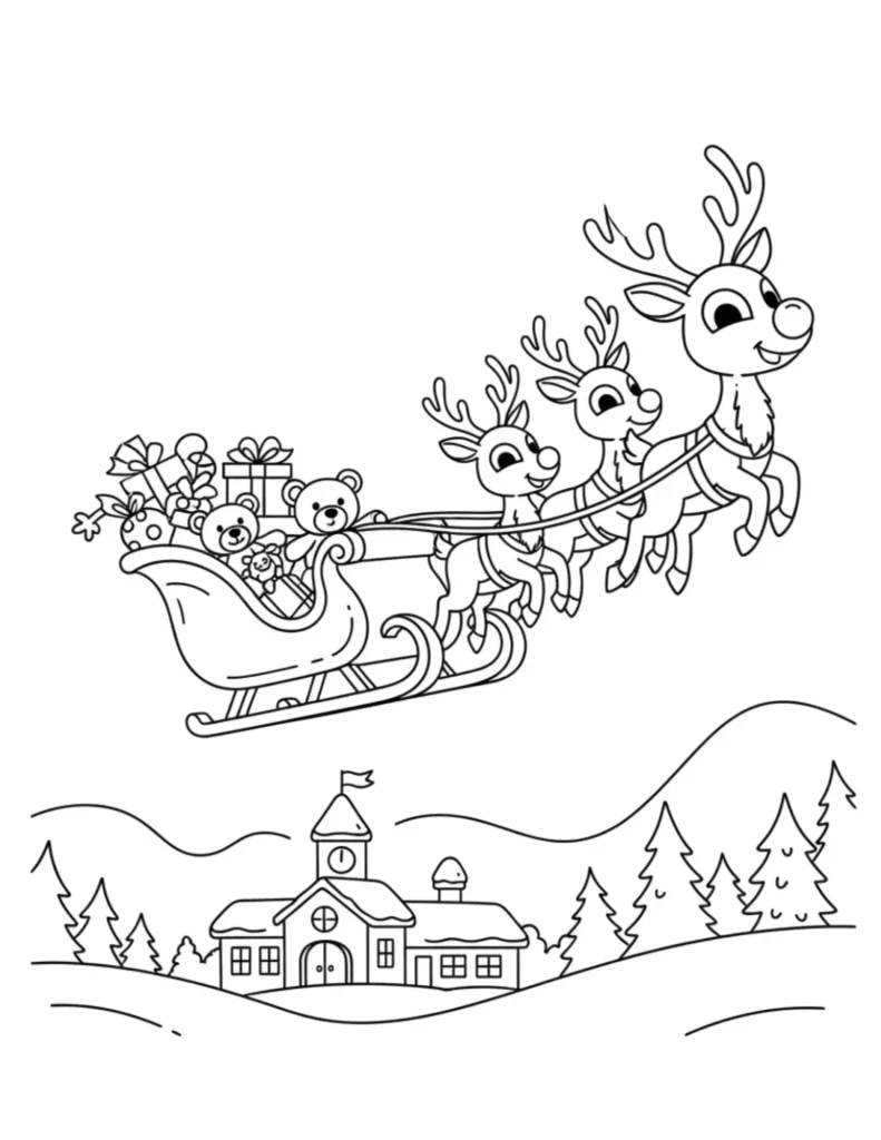 Reindeer Pulling Santa’s Sleigh