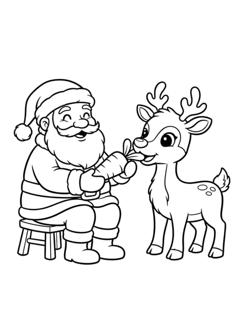 Santa Feeding Reindeer