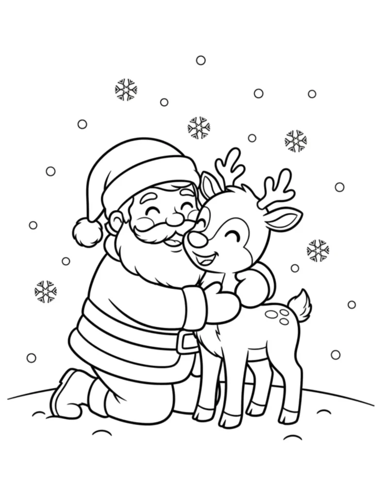 Santa Hugging Reindeer