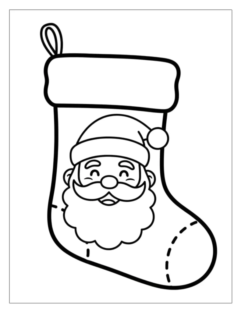 24 Christmas Stocking Coloring Pages (Free Printable PDF) 9 Santa Stocking to Color