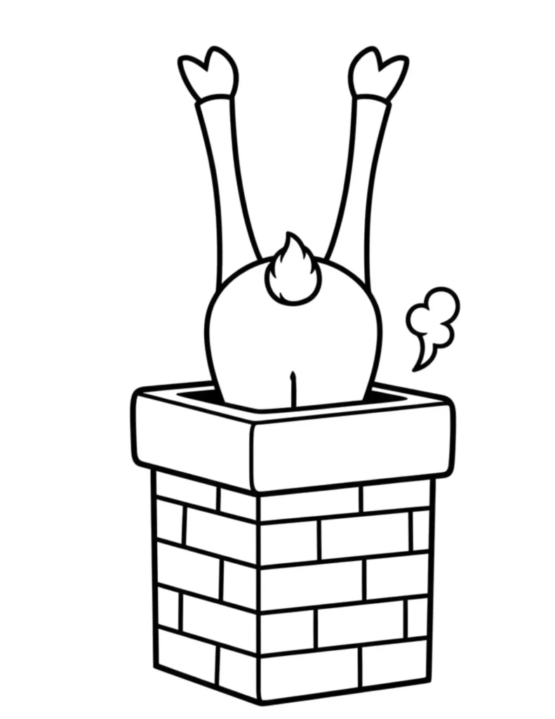Silly Reindeer Stuck in Chimney