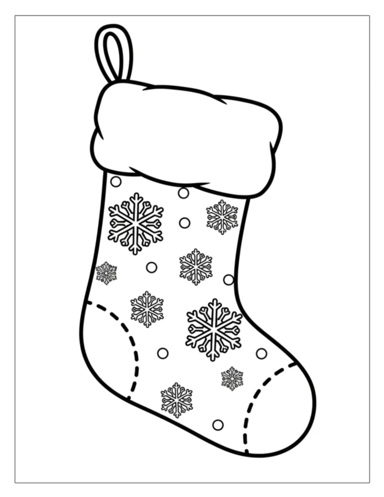 24 Christmas Stocking Coloring Pages (Free Printable PDF) 17 Snowflake Stocking Coloring Sheet