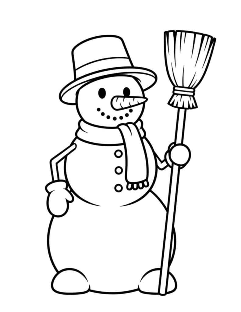 Snowman Holding a Broom