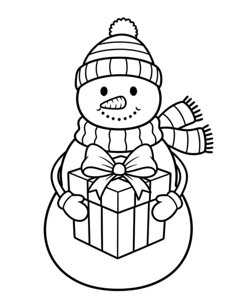 Snowman Holding a Gift Box