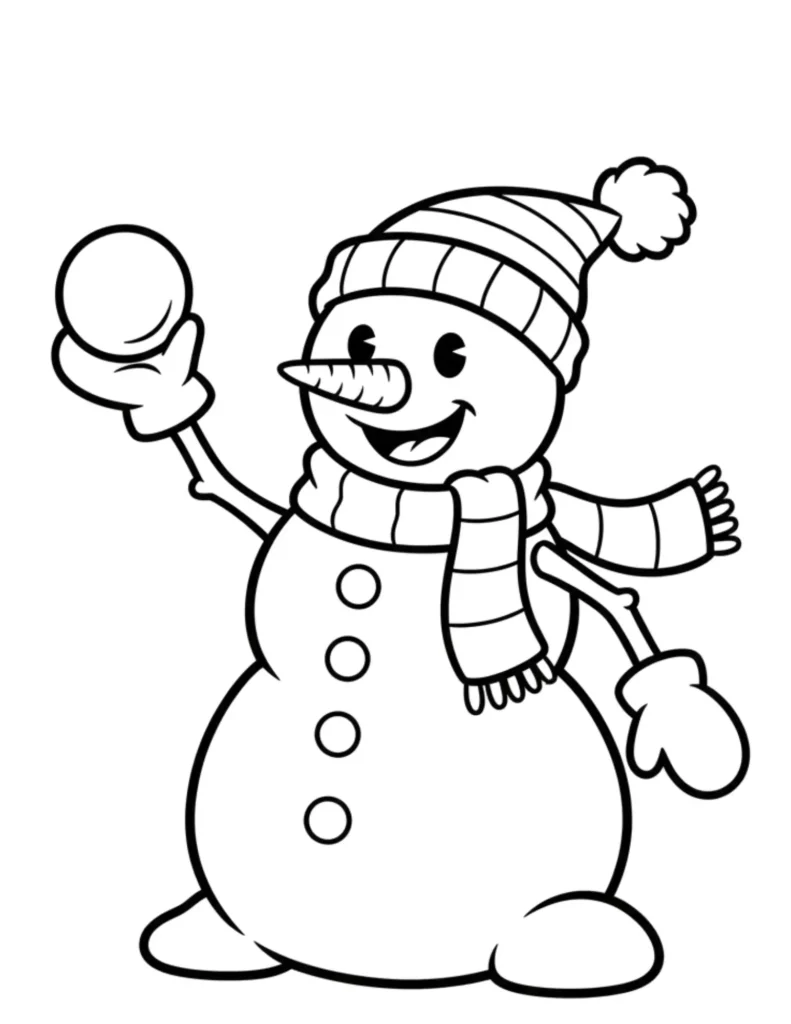 Snowman Holding a Snowball