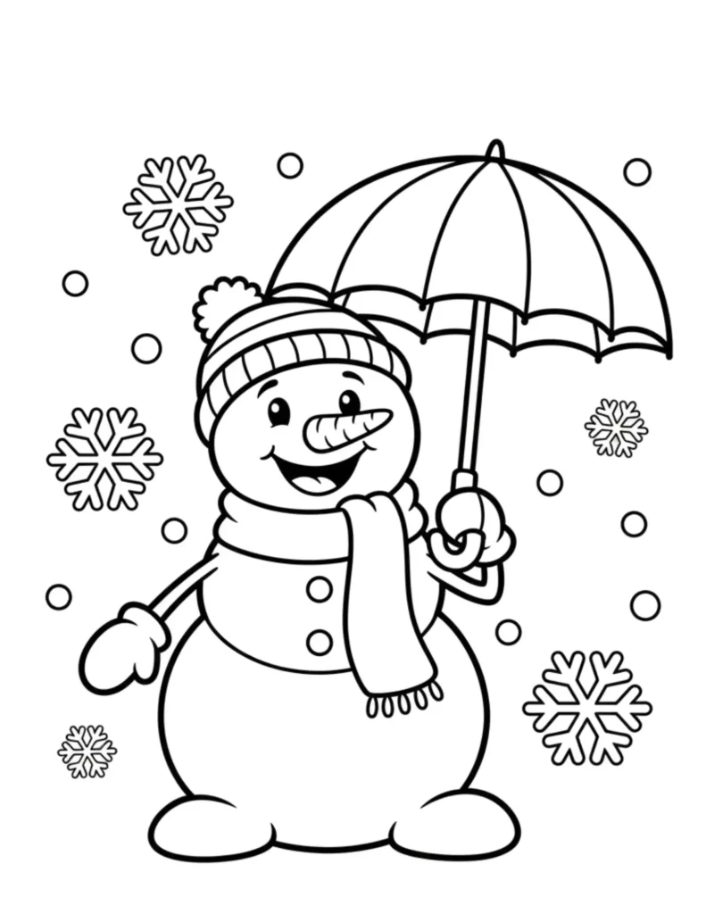 Snowman Holding an Umbrella