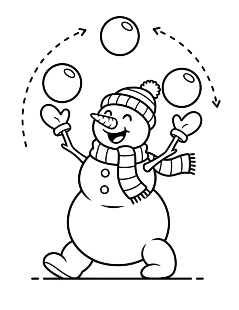 Snowman Juggling Snowballs