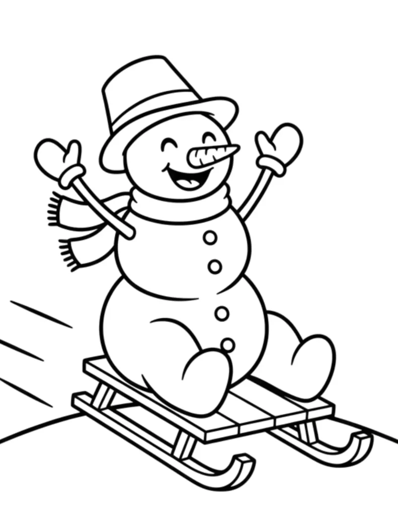 Snowman Riding a Sled