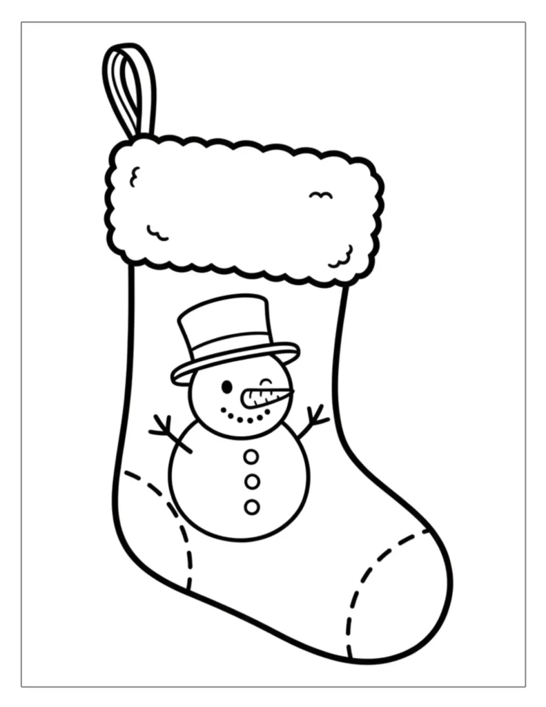 24 Christmas Stocking Coloring Pages (Free Printable PDF) 11 Snowman Stocking to Color