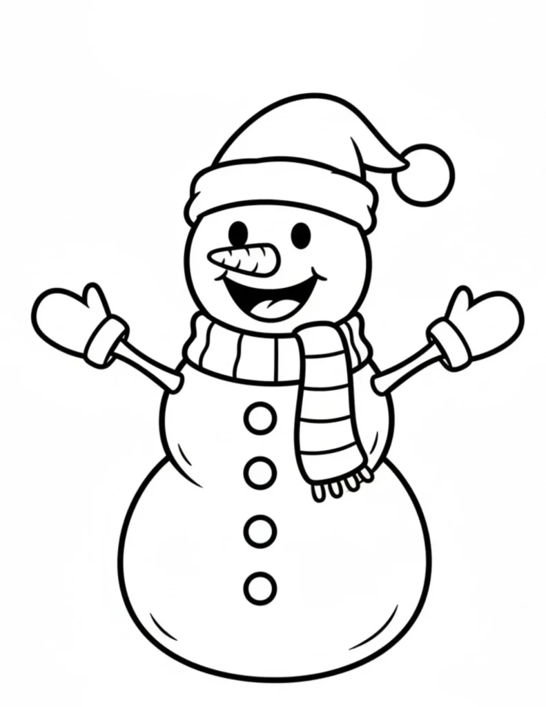 Snowman Wearing a Santa Hat