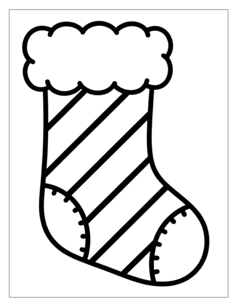 24 Christmas Stocking Coloring Pages (Free Printable PDF) 1 Striped Christmas Stocking to Color