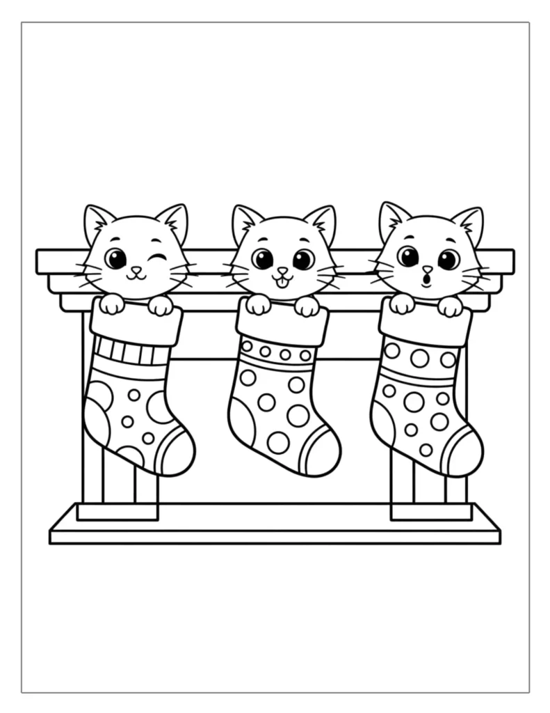 Three Kittens in Christmas Stockings